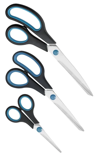 "Household scissors set, 3-piece, black/turquoise image"