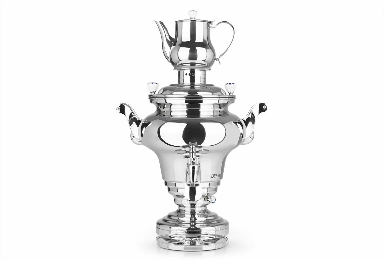 "Samovar, russian tea urn - Royal 15L, with dispenser, stainless steel image"