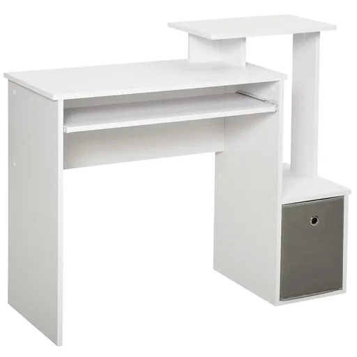 "Computer desk, office desk, gaming desk, PC desk with keyboard tray, drawer, E1 chipboard, white, 100 x image"