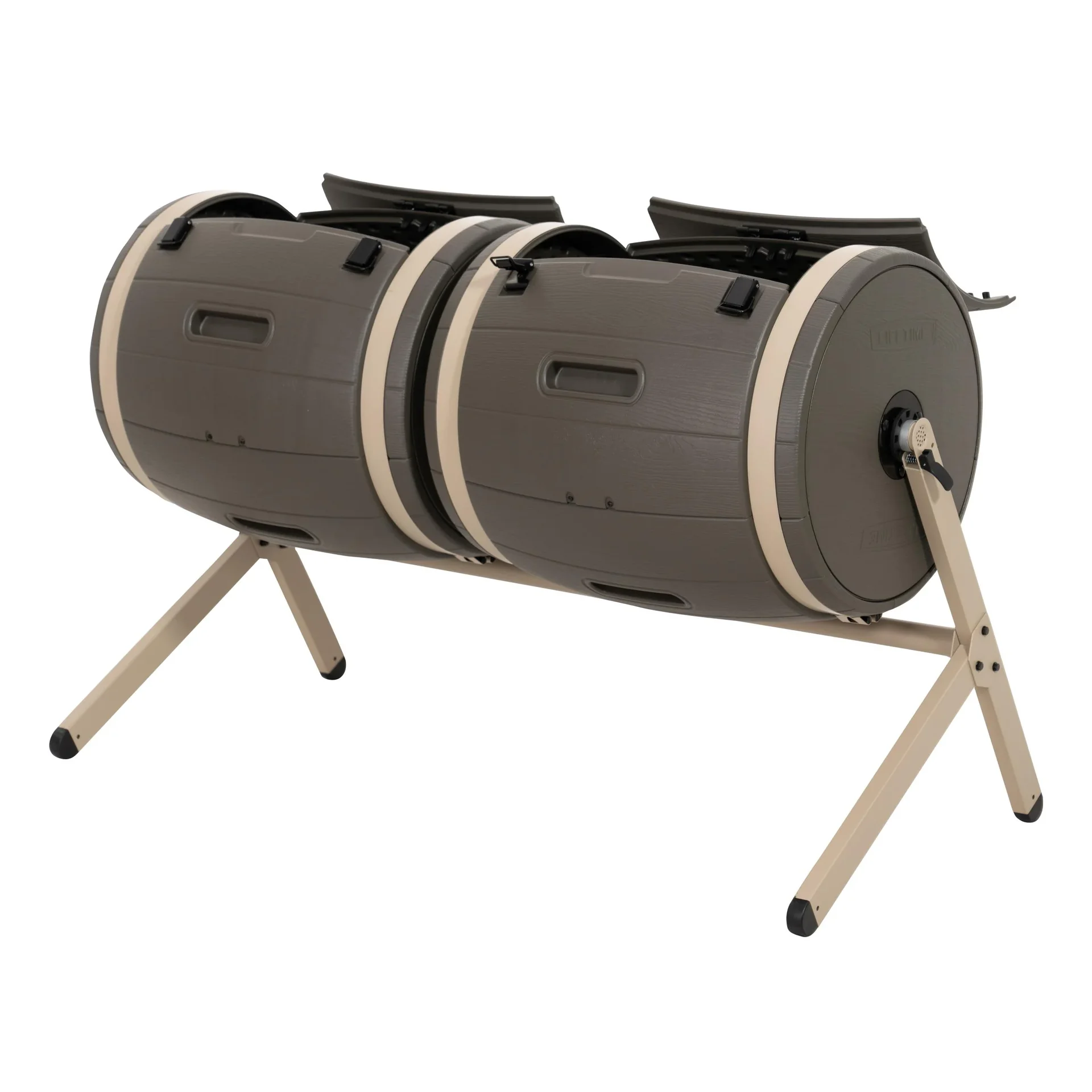 Composter Double Barrel 380 L 160×79×110 cm Brown – 2 Drums for Continuous Composting