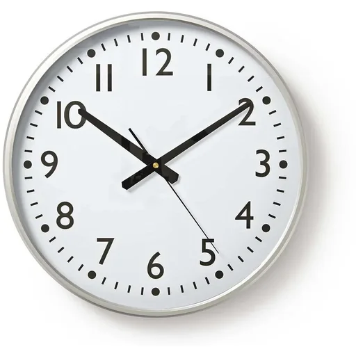 "Nedis Wall Clock - 38 cm diameter with easy-to-read numbers - Silver image"