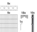 Double rod mesh fence sets anthracite with decorative element "Bergen"", length: 18 m, height: 140 cm
