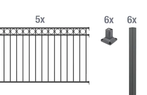 "Complete fence set Circle, for screwing on, anthracite, height 120 cm, length 10 m image"