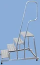 Mobile aluminum assembly step with handrail and castors 4 steps ladder
