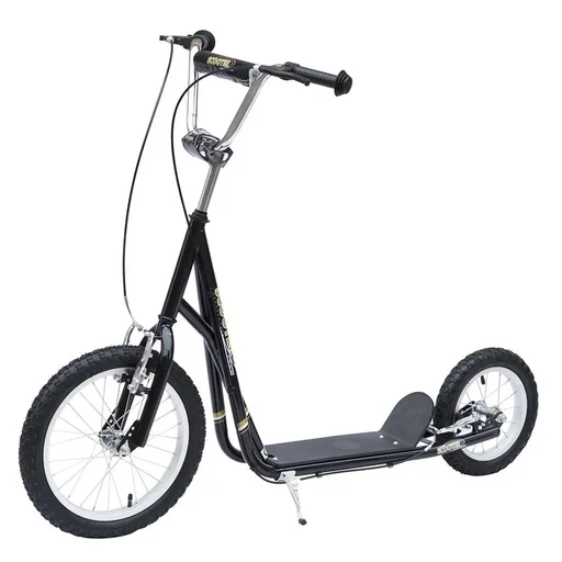 "Children's scooter, kick scooter, city scooter, children's scooter, kickboard, from five years, 16/12 inch, black, 135 x 58 x 92-100 cm image"