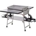 Folding grill gas grill stand grill portable table grill camping garden BBQ stainless steel silver 58 x 34.2 x 34 cm
