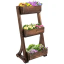 Flower ladder wooden flower ladder with 3 shelves plant ladder plant shelf plant stand flower shelf flower stand brown
