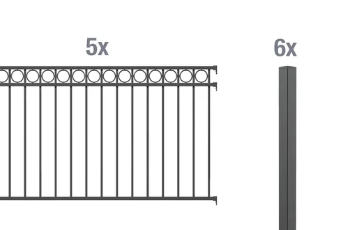 "Complete fence set Circle, for setting in concrete, anthracite, height 100 cm, length 10 m image"