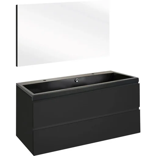 "Concept bathroom furniture with mirror 100cm - black/black image"