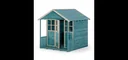 Wooden playhouse Deckhouse, outdoor playhouse for children made of wood, veranda, pitched roof, turquoise