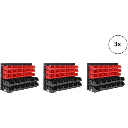 "3x tool rack with stacking boxes 32 pieces - 2 wall panels of 32x38x2 cm image"
