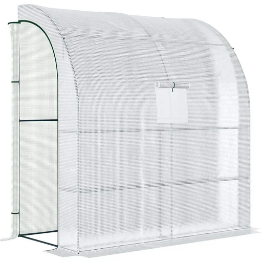 "Poly Greenhouse with 2 Doors - UV Protection - Steel/PE - White - 200 x 100 x 215 cm image"