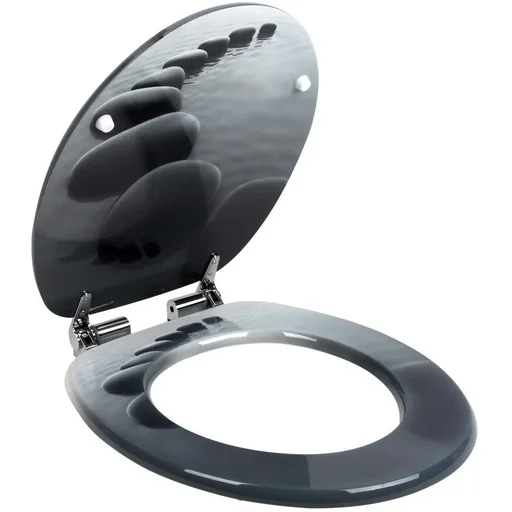 "Toilet seat Stonedesign 35cm x 38cm x 5cm with soft-close mechanism and stainless steel hinges image"