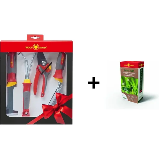 "City 4-piece garden tool set with grass seeds image"