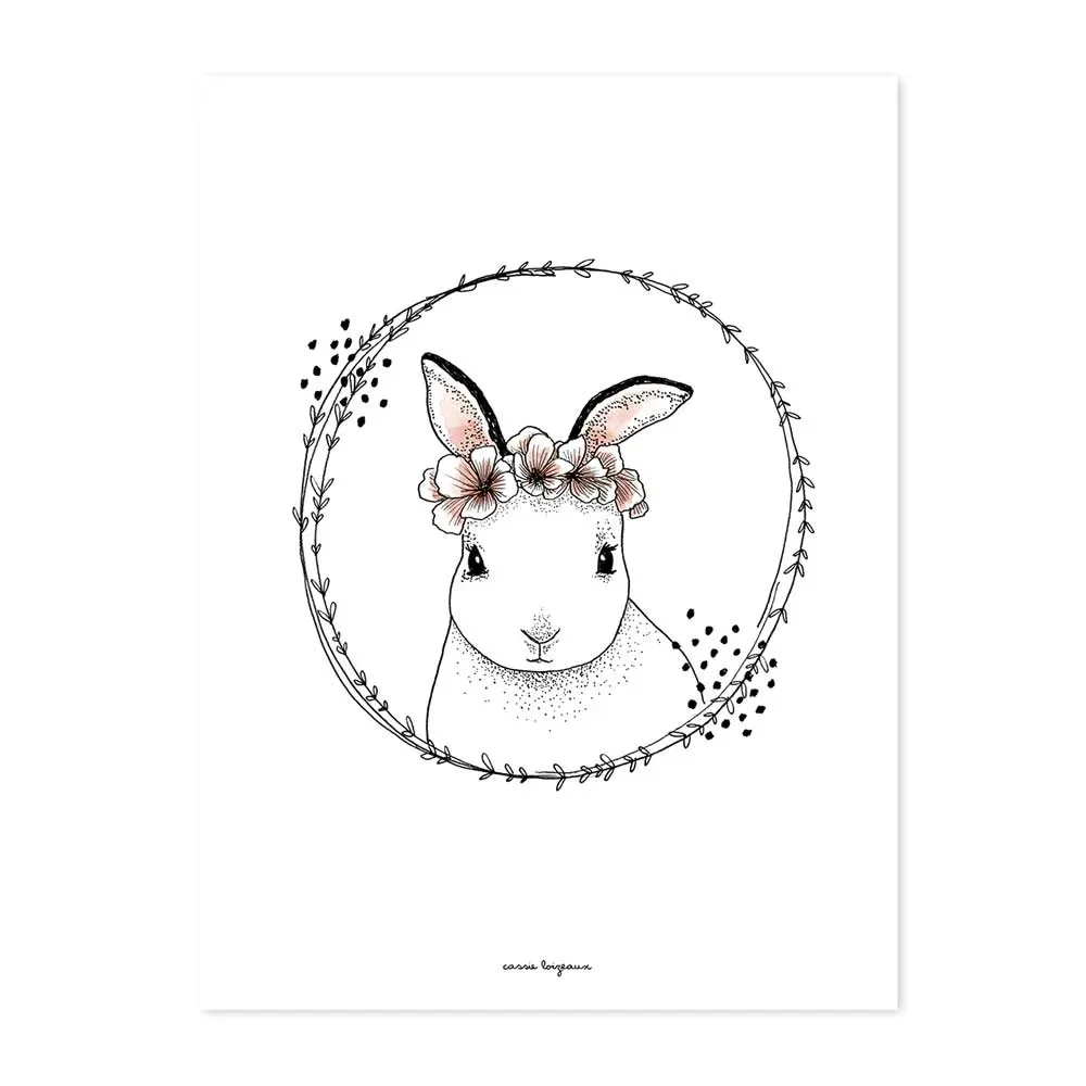 "Lilipinso poster bunnies with flowers white pink image"