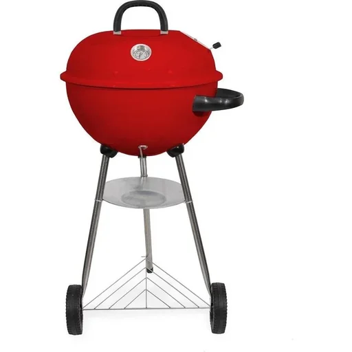 "BBQ Charcoal Grill on Wheels - 47x76 cm - Stainless Steel - Red image"