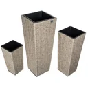 Flowerpots Polyrotan set of 3 with cream