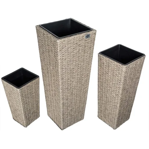 "Flowerpots Polyrotan set of 3 with cream image"