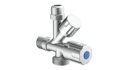 "Combi angle valve 1/2"AG x 3/4"AG x 3/8"AG x 10 mm image"