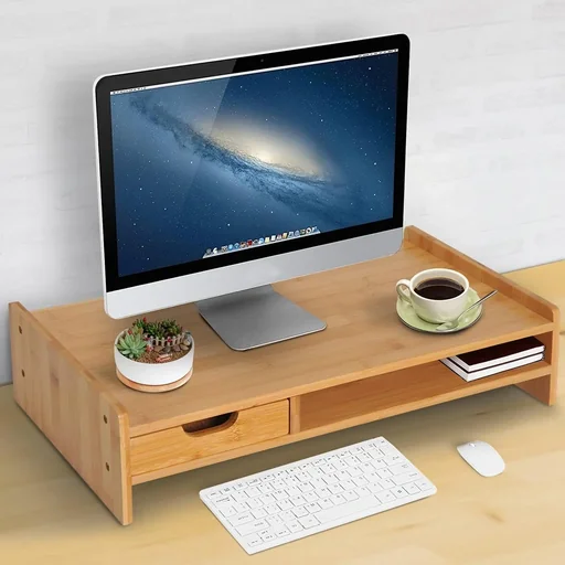 "Monitor stand with drawer natural image"