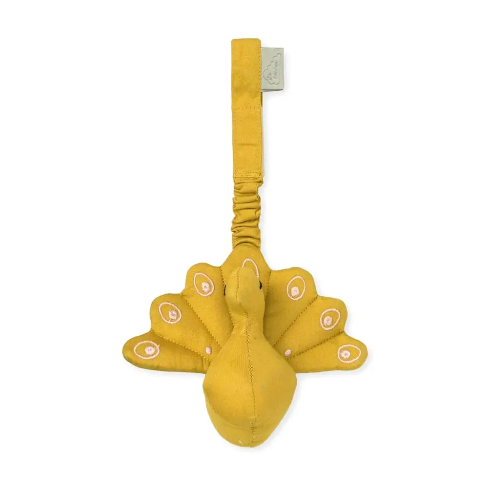 "Cam cam baby toys peacock mustard yellow image"