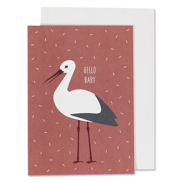"Ava & Yves Congratulations Card for Birth Storch Red image"