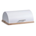 Bread bin, metal/rubber tree, white