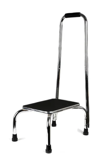 "Step with height-adjustable handle, chrome, 88-108 cm image"