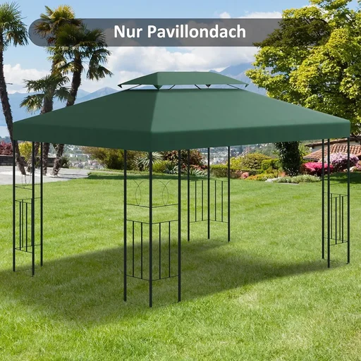 "Replacement roof pavilion roof for metal pavilion garden pavilion party tent garden tent polyester 3x4m dark green image"