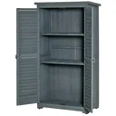 Garden cabinet wooden tool shed tool cabinet wooden hut pent roof bitumen cardboard louvre doors grey 87 x 46.5