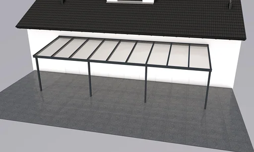 "Patio roof Premium, anthracite, 9135 x 3060 mm - Polycarbonate multi-wall sheets 16 mm, white striped image"