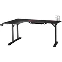 Gaming Table Desk L-shaped with Headphone Hook Cup Holder Computer Table MDF Metal Black+Red 168 x 109