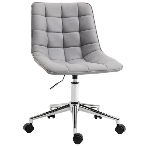 "Office chair swivel chair desk chair height adjustable 360° rotatable microfiber foam light grey 60x 60x90 cm image"
