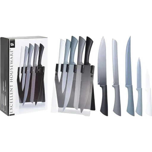 "Knife set with knife block - modern image"