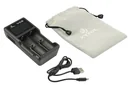 Charger for lithium-ion batteries with LC display and micro USB input