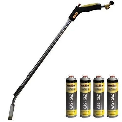 "Hozelock gas weed burner with 4x 600 ml gas bottles. image"