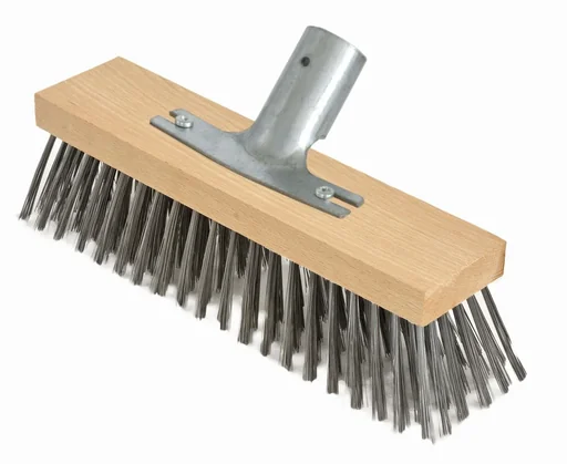 "Steel wire broom, 30 cm with metal handle holder image"