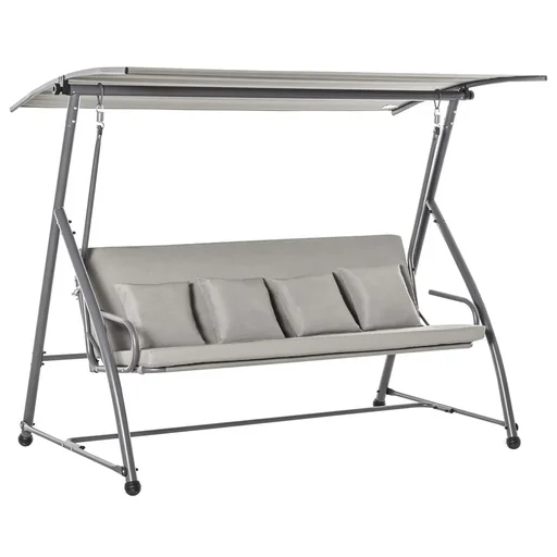 "3-seater Hollywood swing rocking chair 2-in-1 garden lounger with sunroof angle adjustable steel polyester outdoor Hel image"