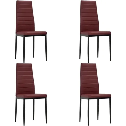 "4-seater dining room chairs made of faux leather in wine red image"