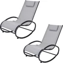 Rocking Chair/Garden Chair - With Cushion - Grey/Black - 62x114x92cm - 2 Pieces