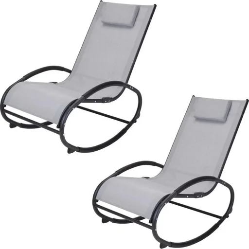 "Rocking Chair/Garden Chair - With Cushion - Grey/Black - 62x114x92cm - 2 Pieces image"