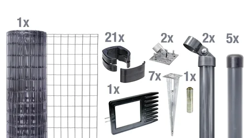 "Fix-Clip Pro as a complete fence set, with ground socket, anthracite, height 102 cm, length 10 m image"