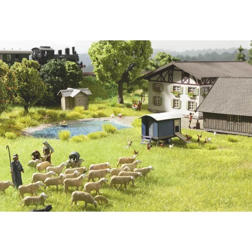 "Flock of sheep sound scene, H0 gauge image"