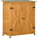 Garden cabinet wooden tool cabinet with 2 doors tool shed with asphalt roof natural 110 x 55 x117 cm