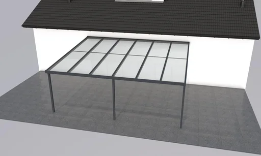 "Patio roof Premium, anthracite, 6110 x 5060 mm - Polycarbonate multi-wall sheets 16 mm, white striped image"