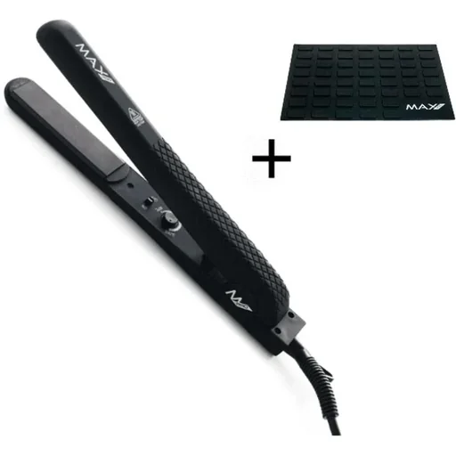 "Max Pro Gloss Styling Tongs Black incl. Heat Protection Mat image"