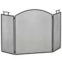 Fireplace guard spark guard with net iron grille fireplace screen folded three-part design metal black
