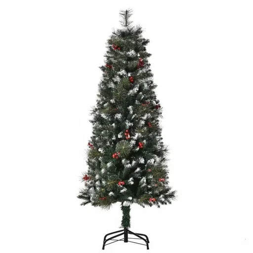 "artificial Christmas tree 1.5 m Christmas tree fir tree 360 ​​branches PVC metal green+white Ø50 x 150 cm image"