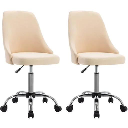 "Dining room chairs 2 pieces fabric cream image"