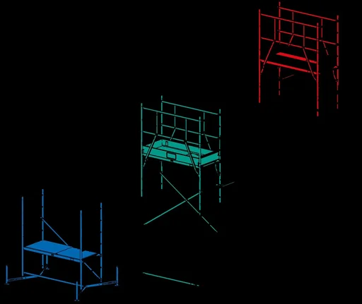 "MONTO ClimTec basic scaffold and 1st extension, working height 5 m and 4 castors 150 mm image"